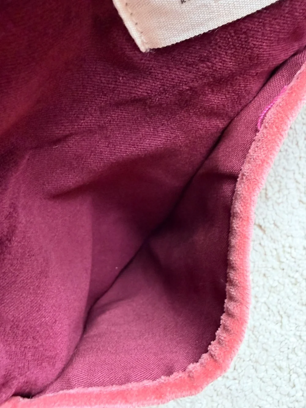 Sézane Burgundy Velour Zip Pouch Makeup Clutch Bag